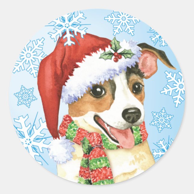 Happy Howlidays Jack Russell Terrier Classic Round Sticker (Front)