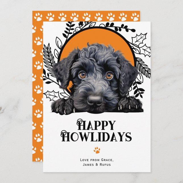 Happy Howlidays Kerry Blue Terrier Christmas Holiday Card (Front/Back)