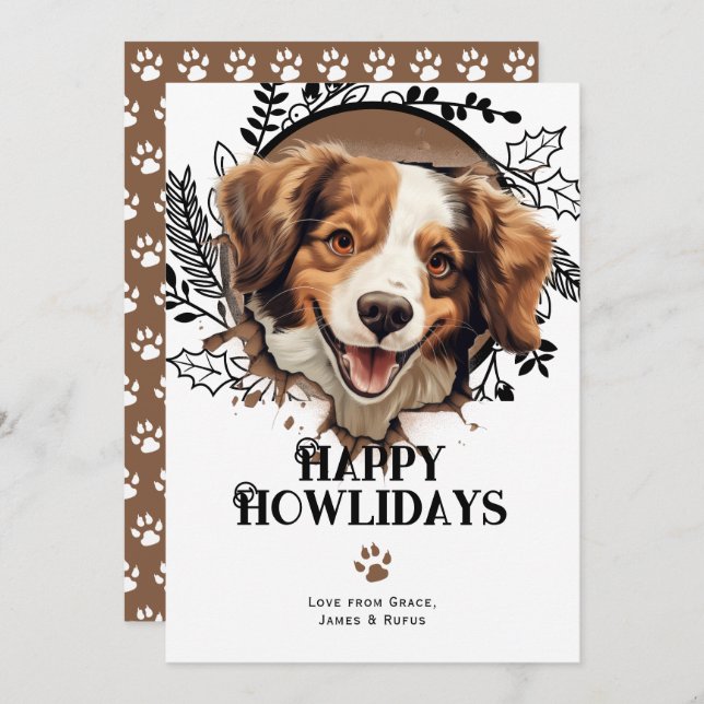 Happy Howlidays Kooikerhondje Dog Christmas Holiday Card (Front/Back)