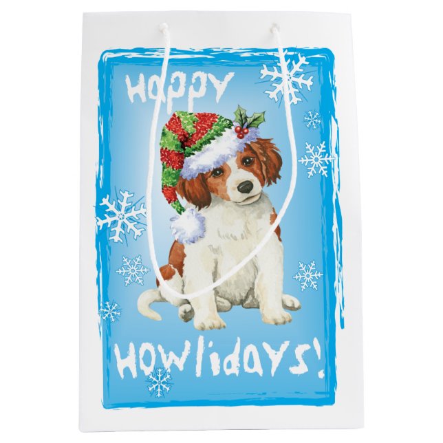 Happy Howlidays Kooikerhondje Medium Gift Bag (Front)