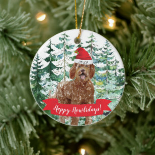Happy Howlidays Labradoodle Dog Christmas Ornament