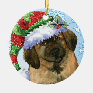 Happy Howlidays Leonberger Ceramic Ornament