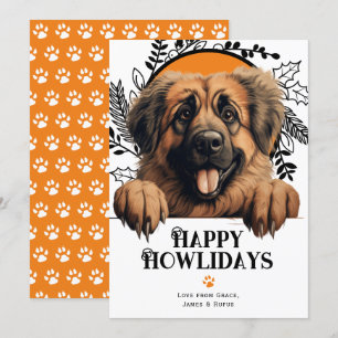 Happy Howlidays Leonberger Dog Christmas Holiday Card