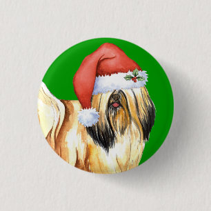 Happy Howlidays Lhasa Apso 3 Cm Round Badge