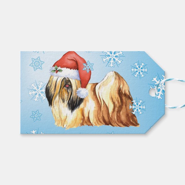 Happy Howlidays Lhasa Apso Gift Tags (Front (Horizontal))