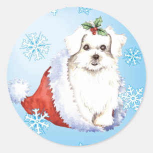 Happy Howlidays Maltese Classic Round Sticker