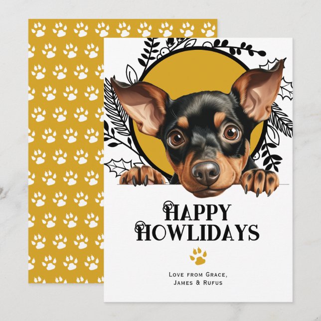 Happy Howlidays Manchester Terrier Dog Christmas Holiday Card (Front/Back)