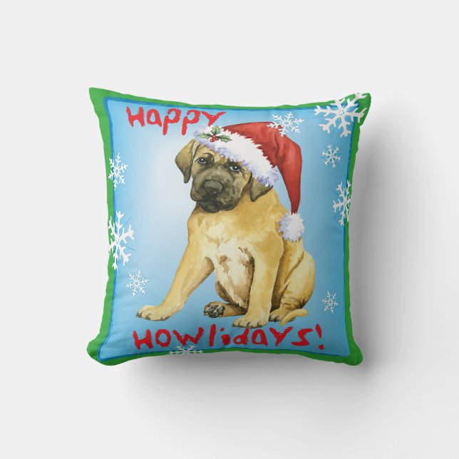 Happy Howlidays Mastiff Cushion (Front)