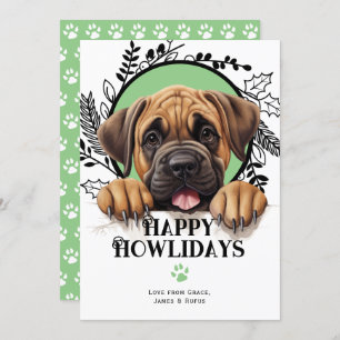 Happy Howlidays Mastiff Dog Christmas Holiday Card