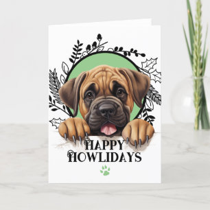 Happy Howlidays Mastiff Dog Christmas Holiday Card