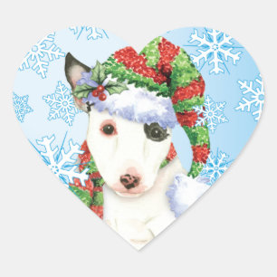 Happy Howlidays Mini Bull Terrier Heart Sticker