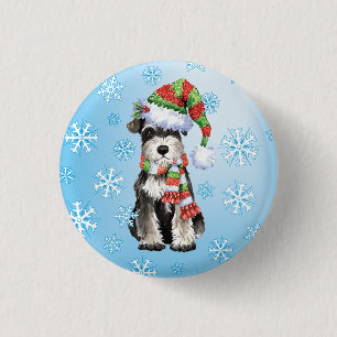 Happy Howlidays Miniature Schnauzer 3 Cm Round Badge