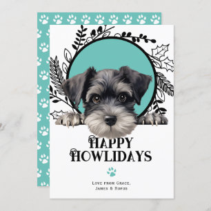 Happy Howlidays Miniature Schnauzer Dog Christmas Holiday Card