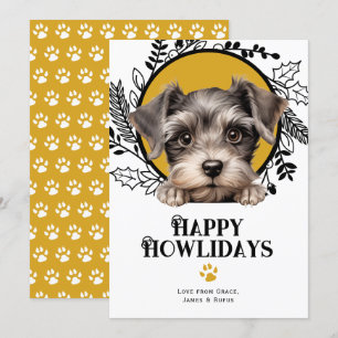 Happy Howlidays Miniature Schnauzer Dog Christmas Holiday Card