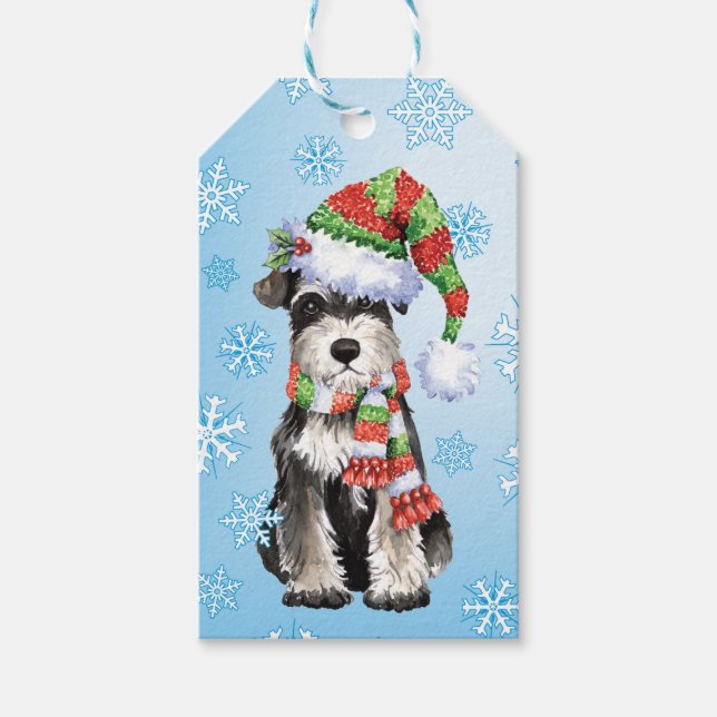 Happy Howlidays Miniature Schnauzer Gift Tags (Front)