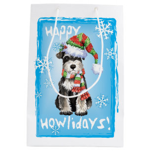 Happy Howlidays Miniature Schnauzer Medium Gift Bag