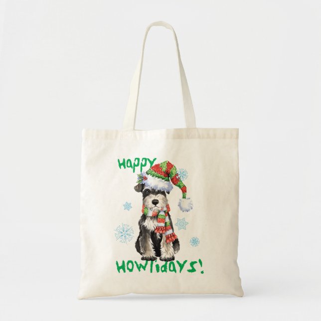 Happy Howlidays Miniature Schnauzer Tote Bag (Front)