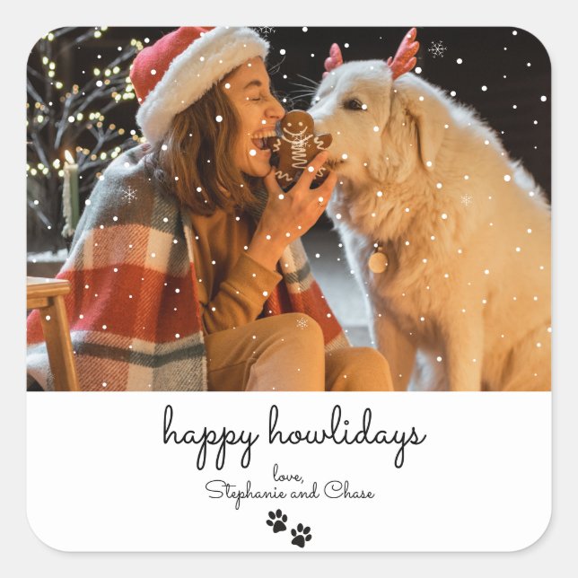 Happy Howlidays Minimal Christmas Pet Sticker (Front)