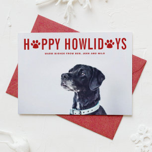 Happy Howlidays Modern Typography Dog Photo Holiday Card