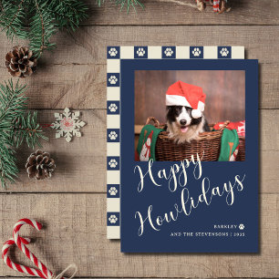 Happy Howlidays Navy Blue Dog Photo Holiday Card