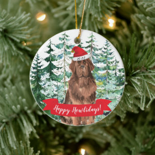 Happy Howlidays Newfoundland Dog Christmas Ornamen Ceramic Ornament