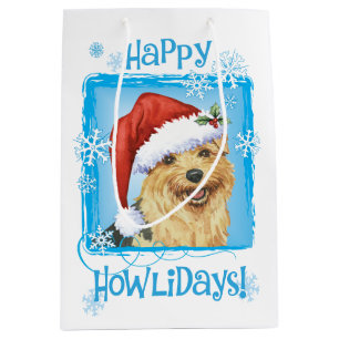 Happy Howlidays Norfolk Terrier Medium Gift Bag