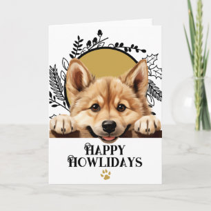 Happy Howlidays Norwegian Buhund Dog Holiday Card