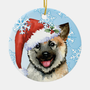 Happy Howlidays Norwegian Elkhound Ceramic Ornament
