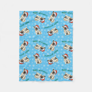 Happy Howlidays Norwegian Elkhound Fleece Blanket