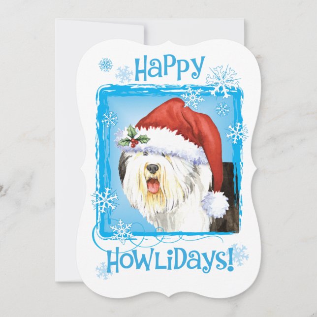 Happy Howlidays Old English Sheepdog Holiday Card (Front)