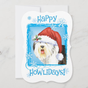 Happy Howlidays Old English Sheepdog Holiday Card