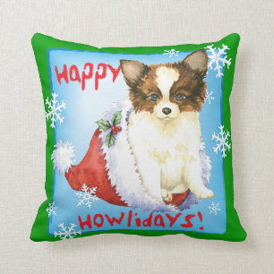 Happy Howlidays Papillon Cushion