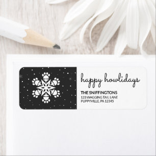 Happy Howlidays Paw Print Snowflake Return Label Return Address Label