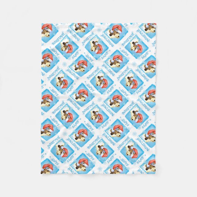 Happy Howlidays PBGV Fleece Blanket (Front)