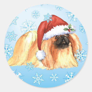 Happy Howlidays Pekingese Classic Round Sticker