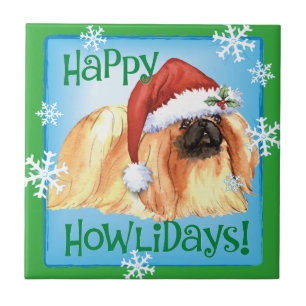 Happy Howlidays Pekingese Tile