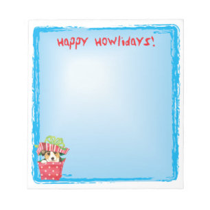 Happy Howlidays Pembroke Welsh Corgi Notepad