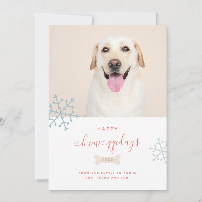 Happy Howlidays Pet Christmas Photo Dog Snowflake Holiday Card (Front)