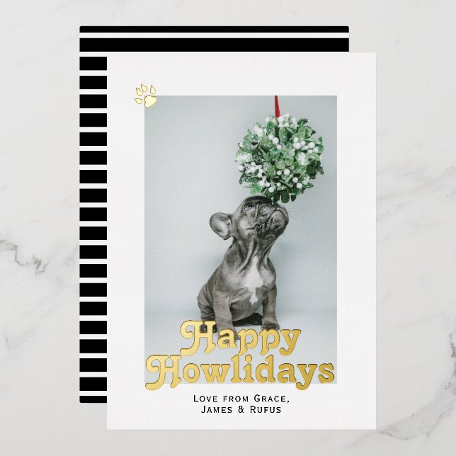 Happy Howlidays Pet Dog Christmas Foil Holiday Card (Front/Back)