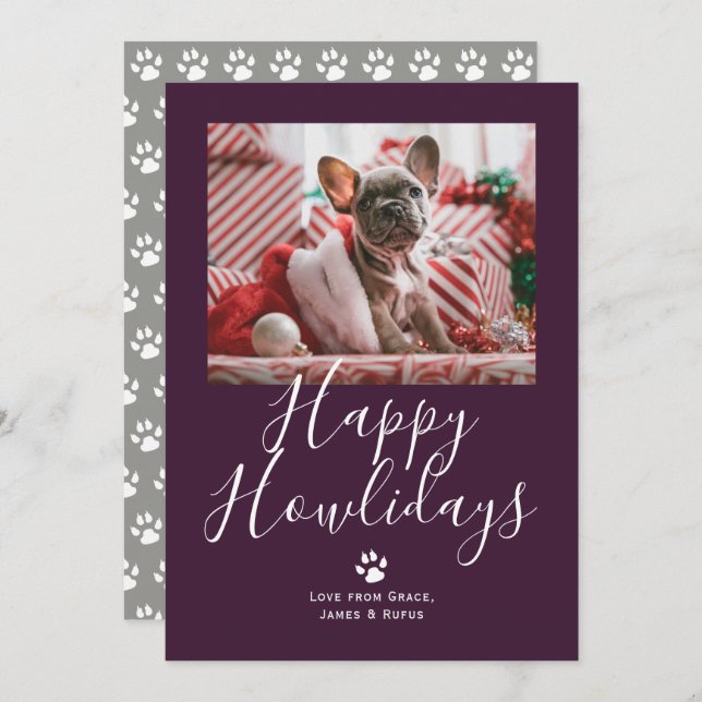 Happy Howlidays Pet Dog Christmas Holiday Card (Front/Back)