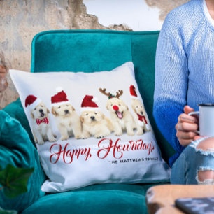 Happy Howlidays Pet Dog Holiday Photo   Christmas Cushion