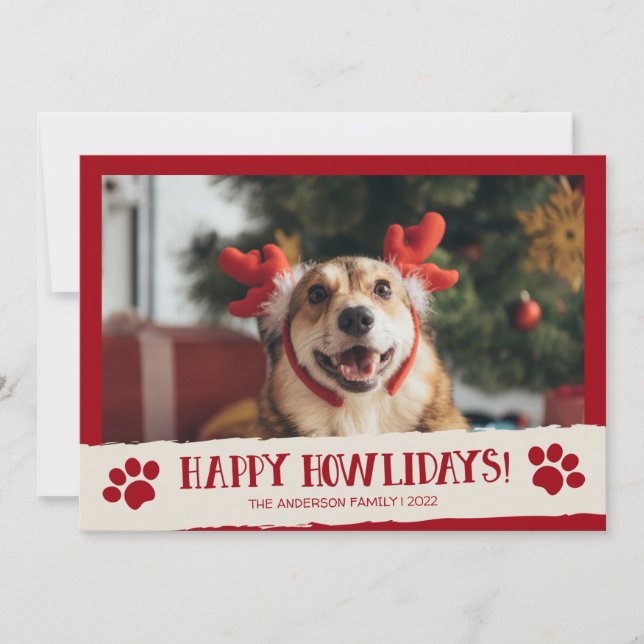 Happy Howlidays Pet Dog Photo Christmas Card (Front)
