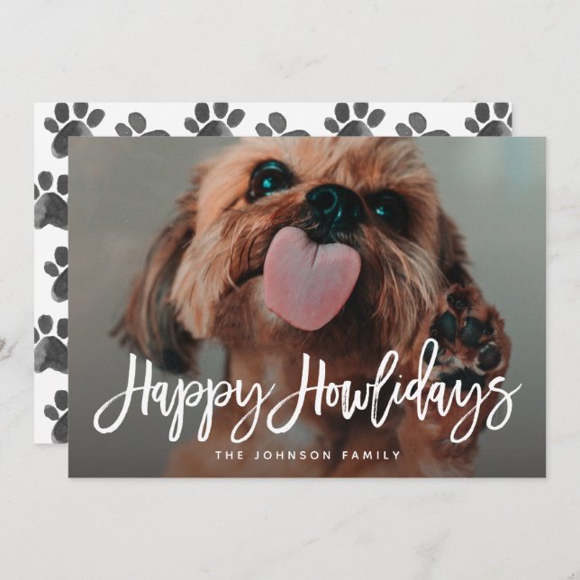 Happy Howlidays Pet Photo Christmas Holiday Card (Front/Back)