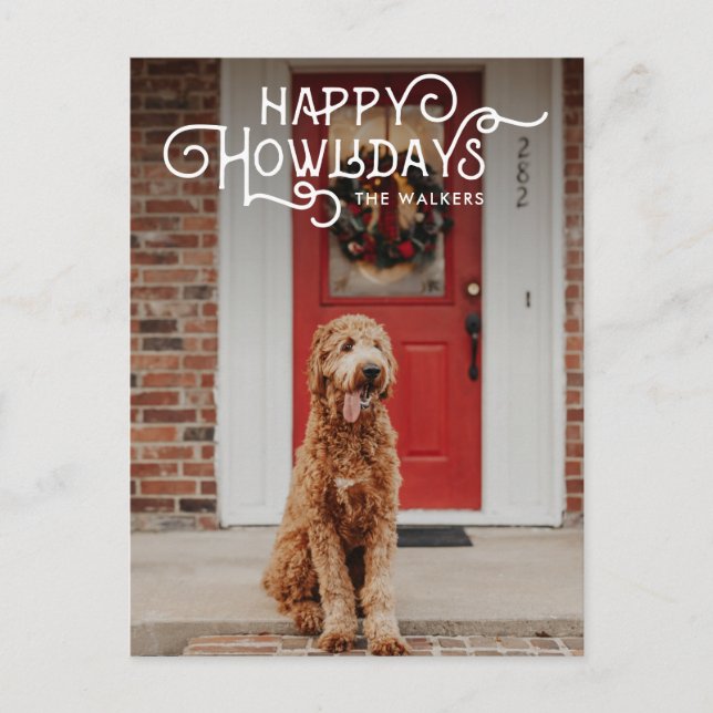 Happy Howlidays | Pet Photo Holiday Postcard (Front)