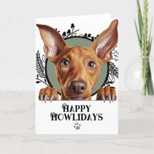 Happy Howlidays Pharaoh Hound Dog Christmas Holiday Card