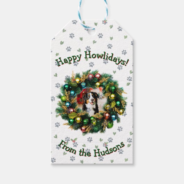 Happy Howlidays Photo Card Gift Tags (Front)