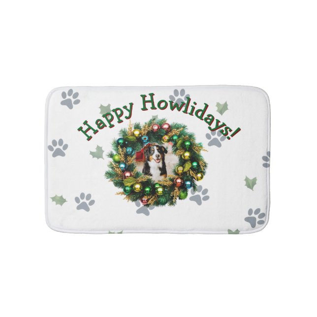 Happy Howlidays Photo Image Bath Mat (Front)