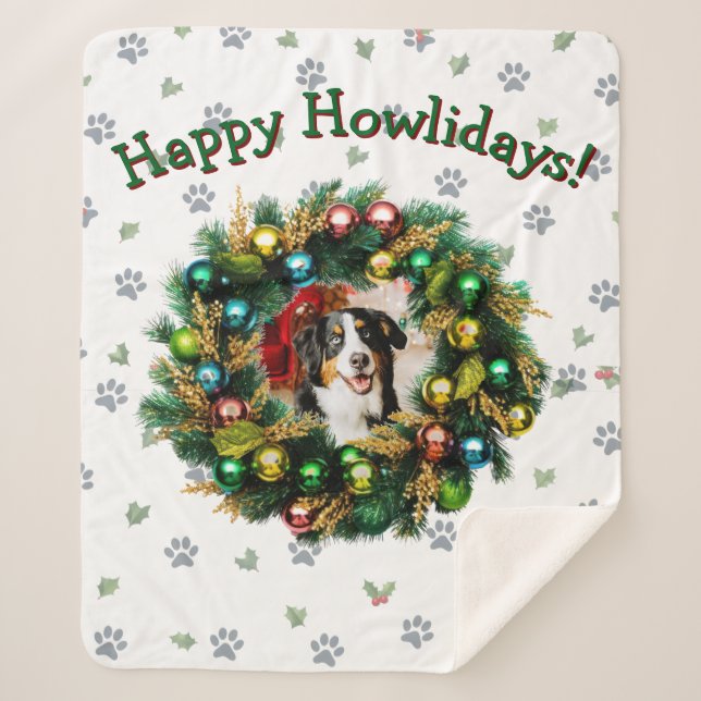 Happy Howlidays Photo Image Sherpa Blanket (Front)