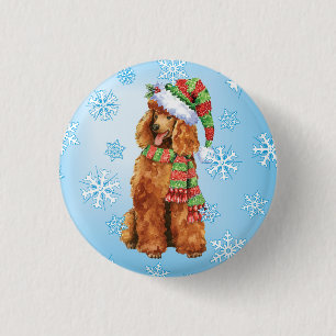 Happy Howlidays Poodle 3 Cm Round Badge