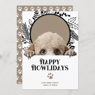 Happy Howlidays Poodle Dog Christmas Holiday Card